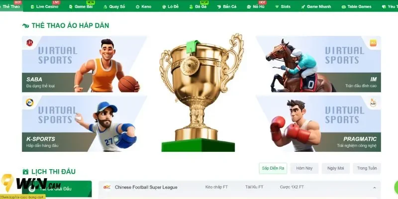 Rất nhiều môn thể thao hấp dẫn tại hệ thống 9Win