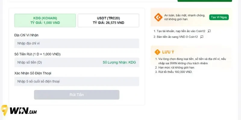 Hệ thống 9Win hướng dẫn chi tiết từng bước rút tiền